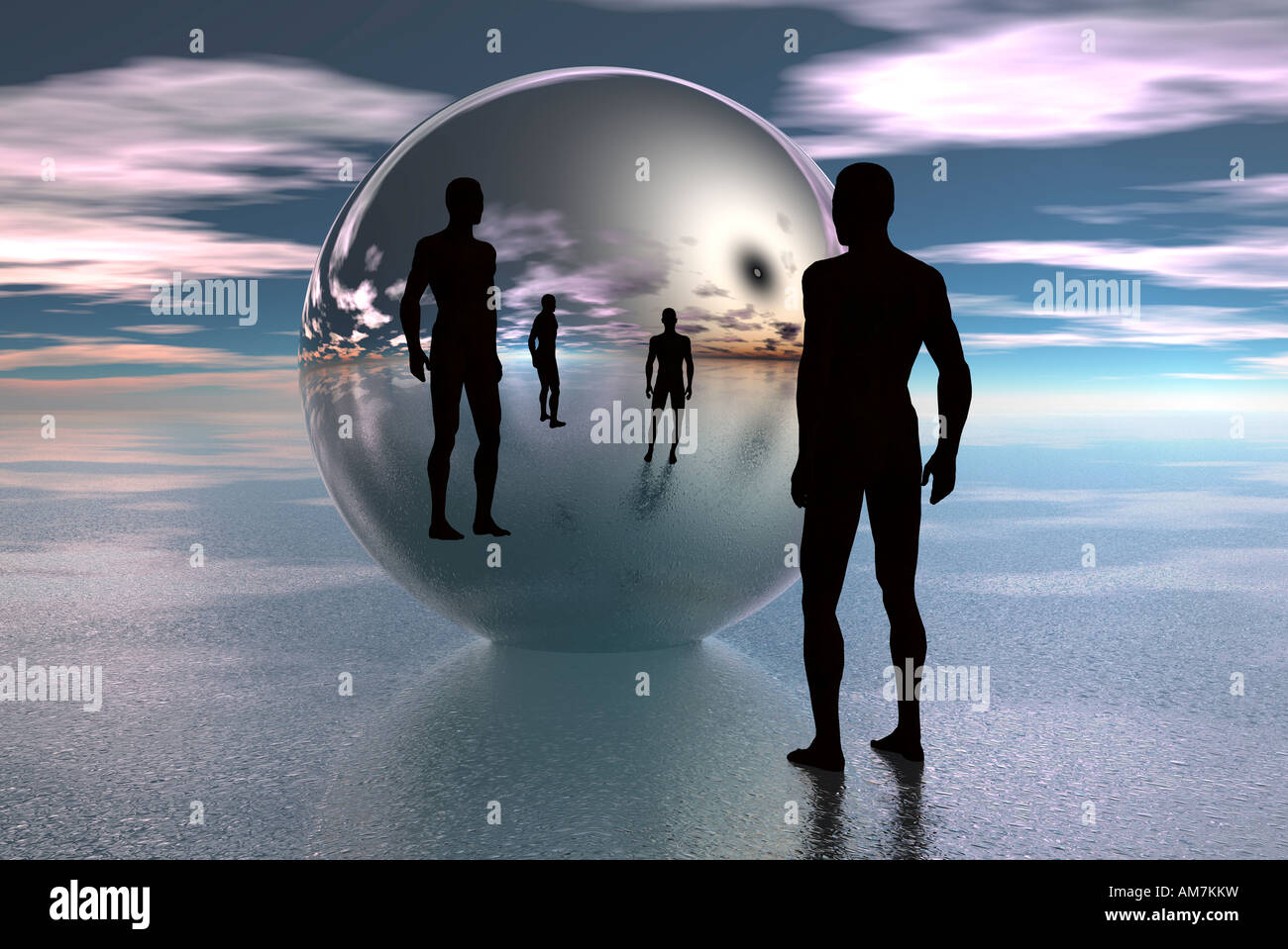 Esfera de influencia una SciFi 3D imagen conceptual tratar el tiempo y los viajes espaciales. Foto de stock