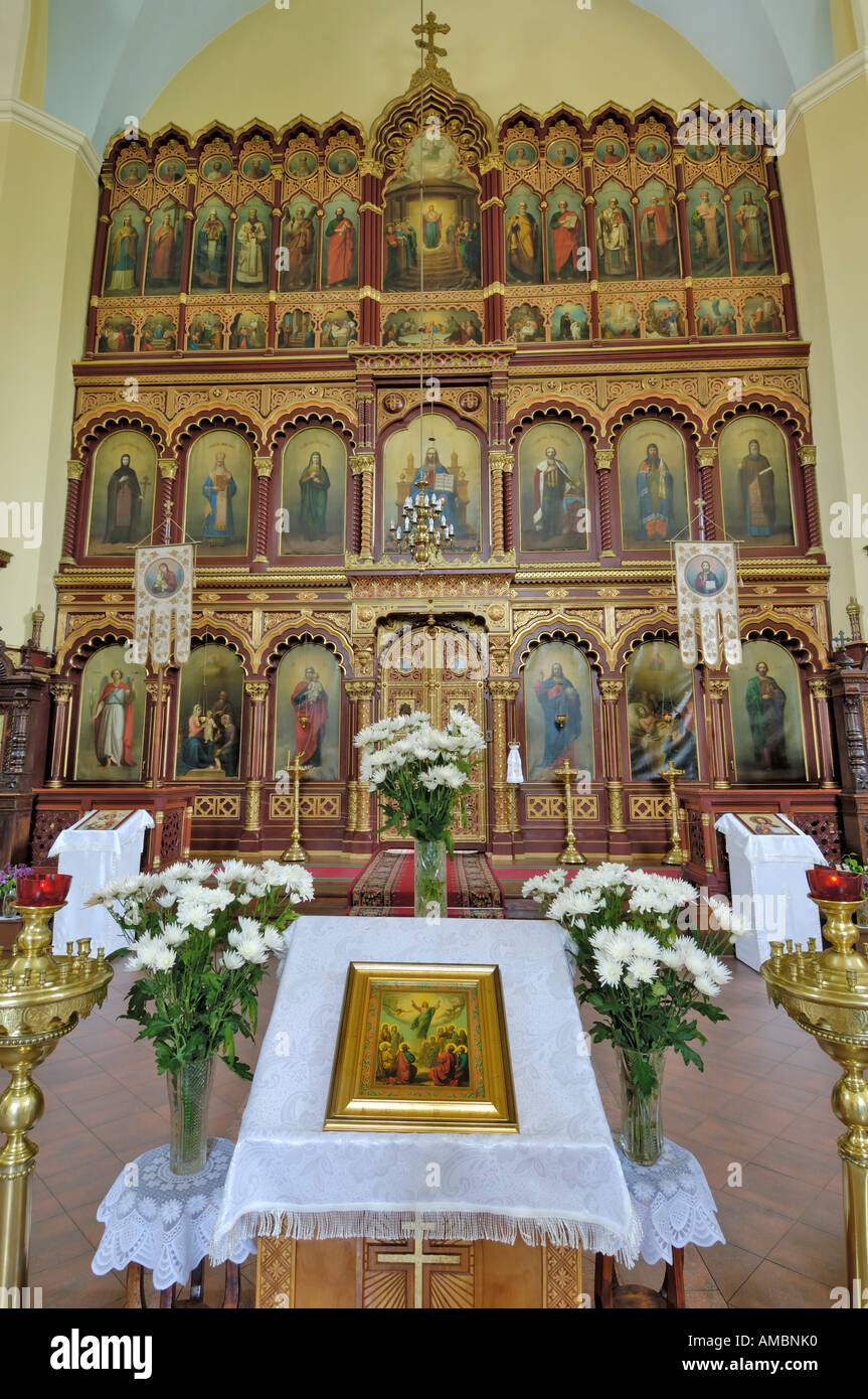 Interior de la Iglesia de la santísima Madre de Dios, Vilnius, Lituania Foto de stock