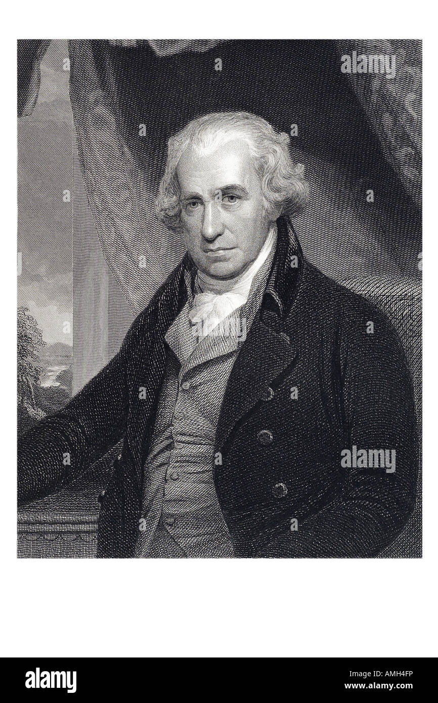 James Watt 1736 1819 ingeniero británico inventor del motor de vapor de tecnología Revolución Industrial escocesa. Diccionario Imperial de ONU Foto de stock