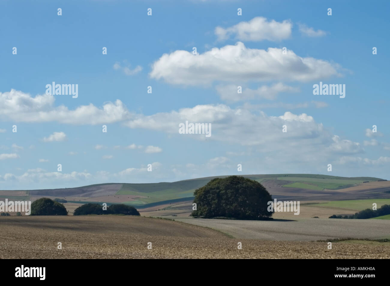 Ver suroeste desde overton hill el Ridgeway national trail cerca de Avebury Foto de stock