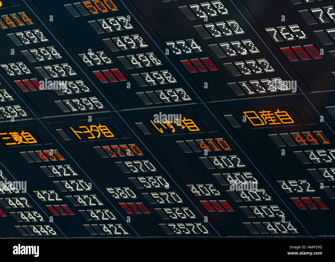 Los precios de las acciones en Bolsa de Tokio Foto de stock