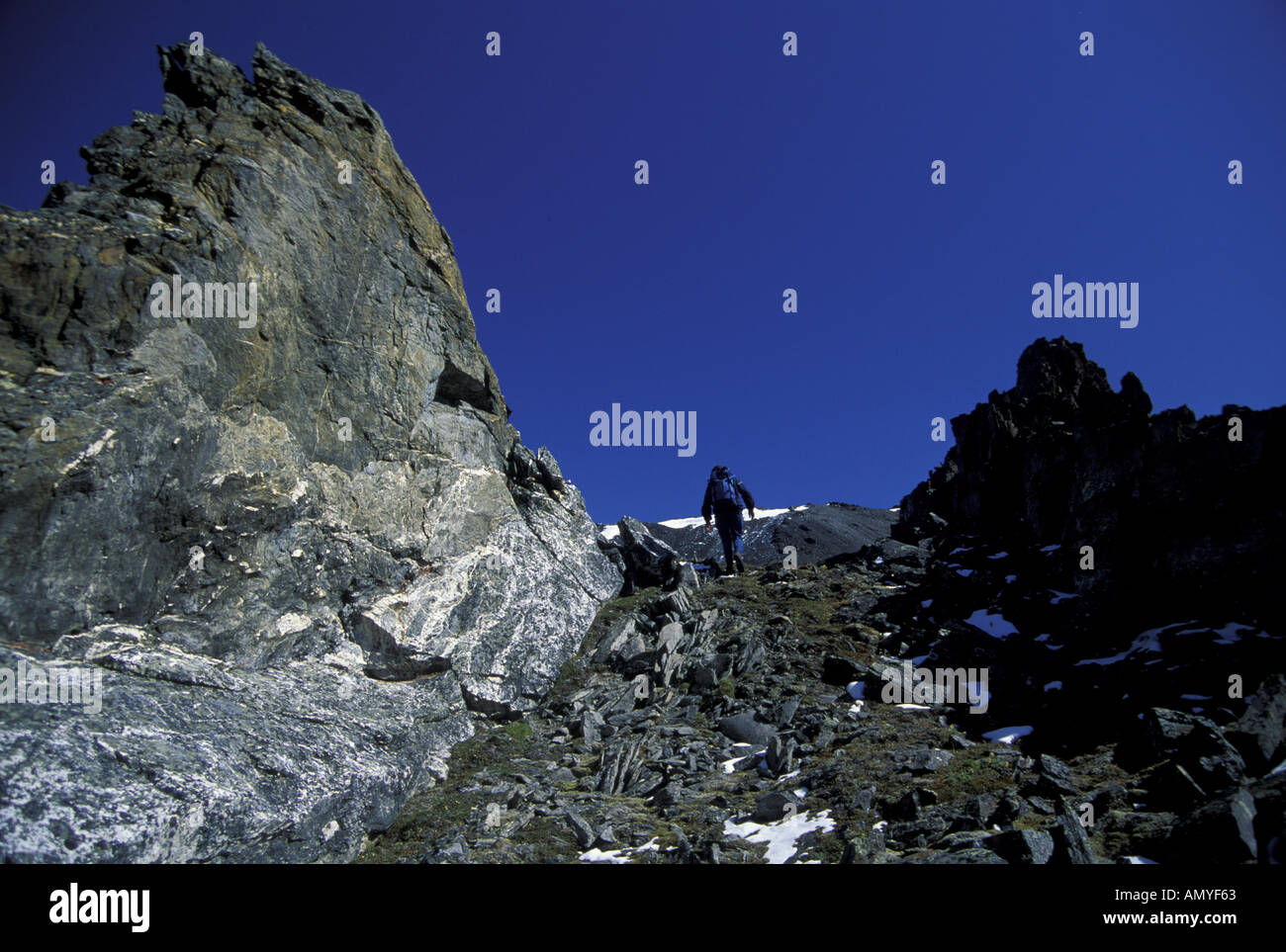 Excursionista Romazoff ascendente Mtn Brooks ANWR AK Foto de stock