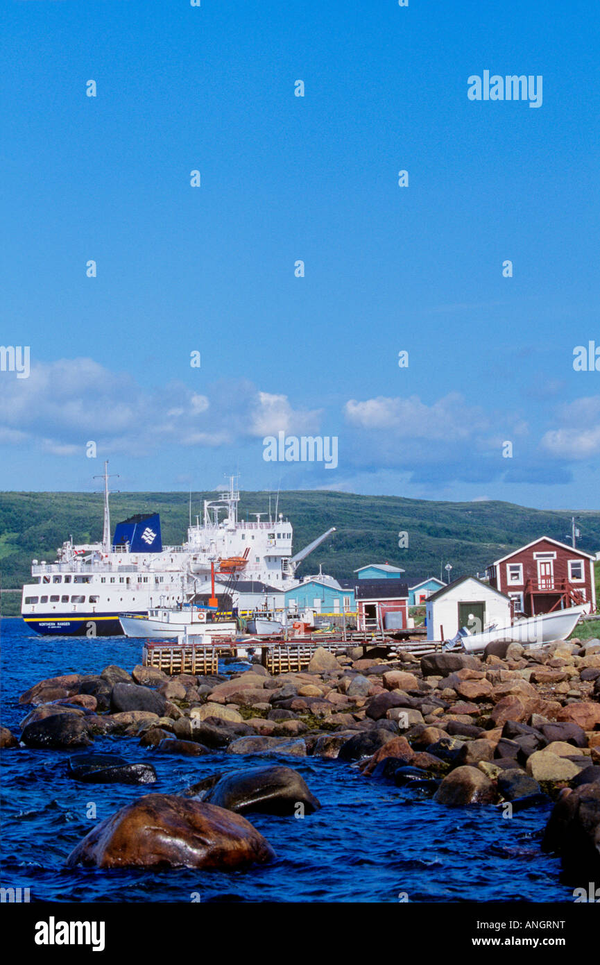 Marina costera atlántica barco atracó en Red Bay, Labrador, Newfoundland, Canadá. Foto de stock