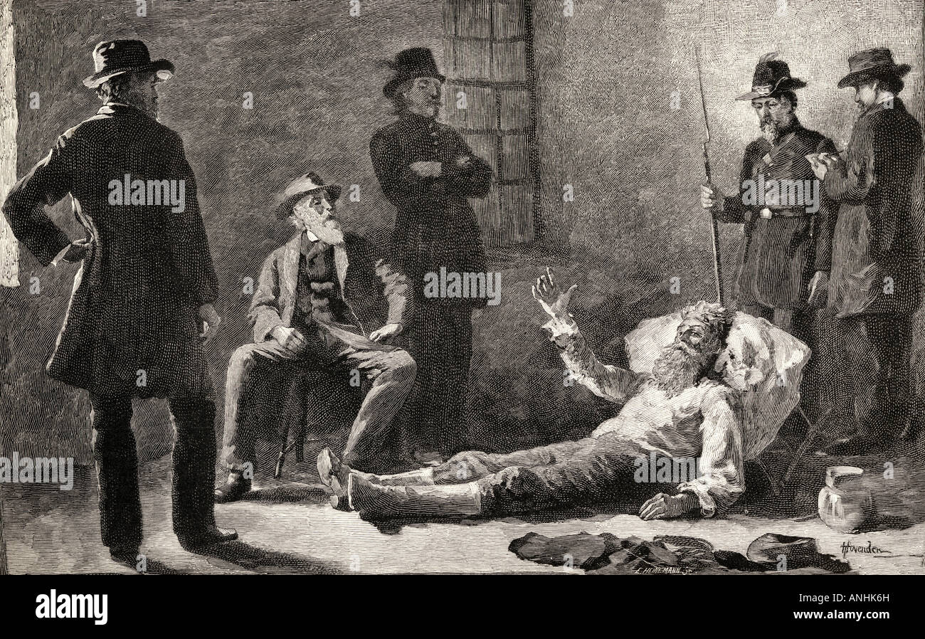 John Brown después de su captura. John Brown, 1800 - 1859. Abolicionista estadounidense blanco. Foto de stock