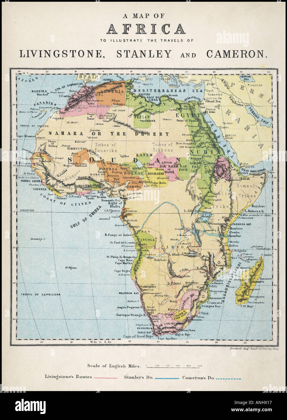 Cameron Africa Mapa Foto de stock