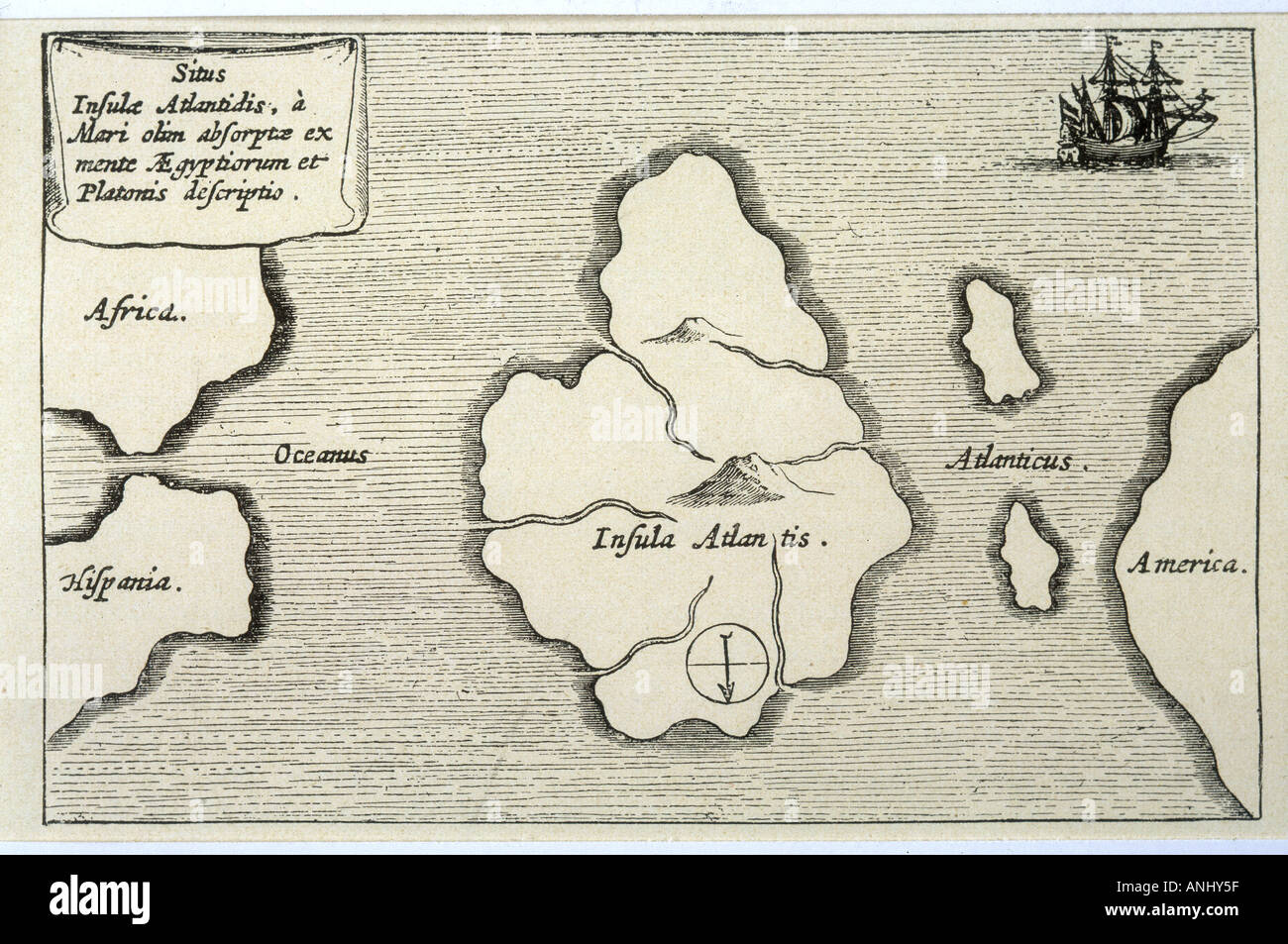 Mapa de Atlantis Kircher Foto de stock