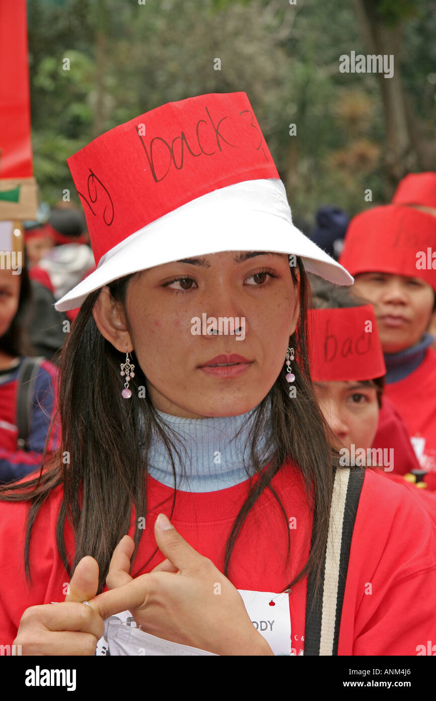 Los trabajadores inmigrantes pagan Hong Kong demostración Foto de stock
