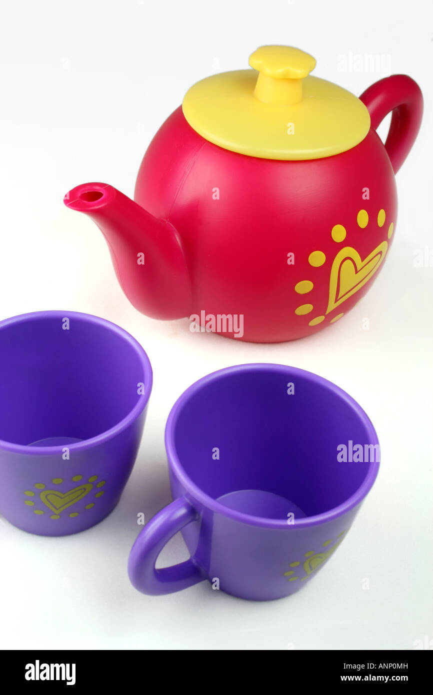 Children's juego de té tetera y tazas Foto de stock