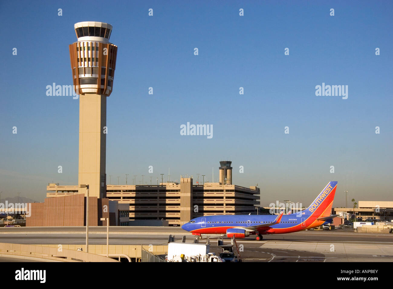 Torre de Control del Aeropuerto Internacional Sky Harbor de Phoenix Arizona Foto de stock