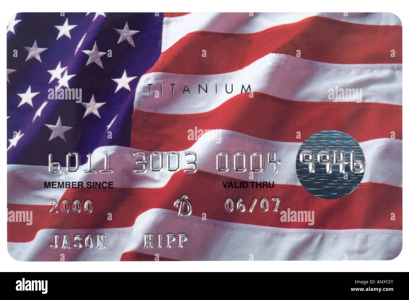 Tarjeta de crédito con la bandera americana números falsos Fotografía de  stock - Alamy