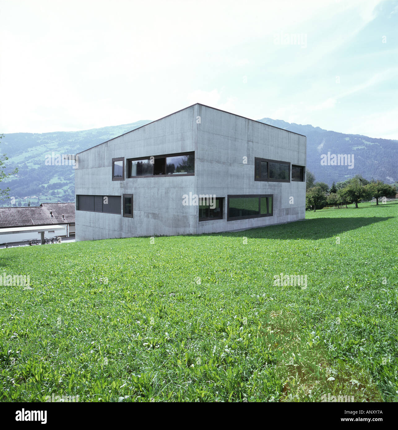 VALERIO OLGIATI arquitecto escuela primaria situada en Suiza PASPELS Foto de stock