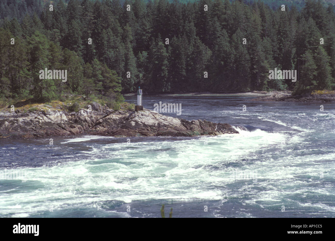 Las mareas de agua salada rapids en estrecho Skookumchuck Provincial Park Foto de stock