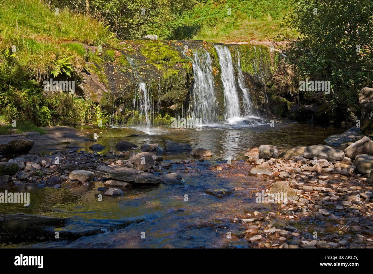 La Catarata del Río, Blaen Caerfanell y Glyn, el Parque Nacional de Brecon Beacons, Powys, Gales del Sur, Reino Unido Foto de stock