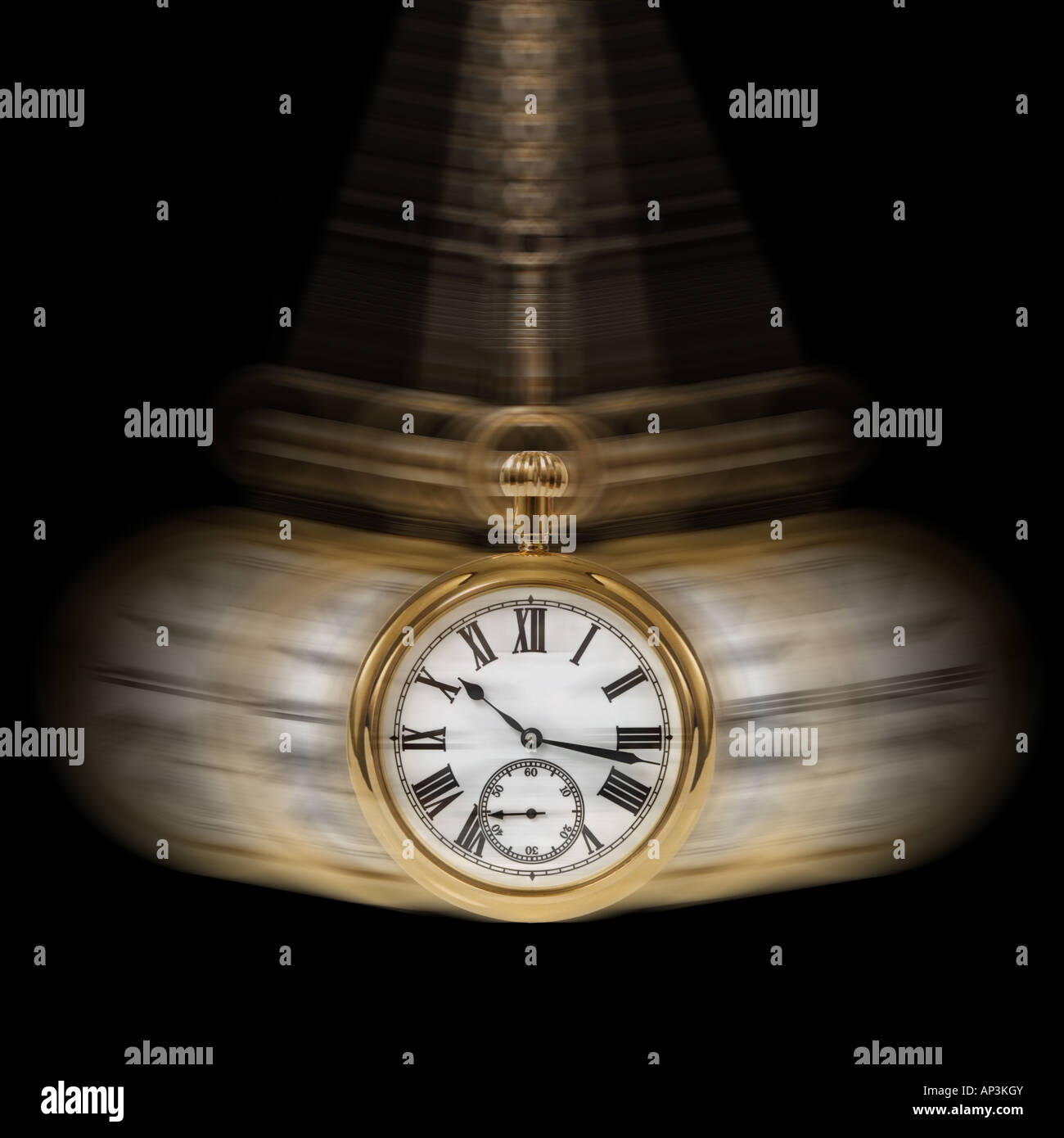Imagen que muestra el concepto de tiempo y movimiento sobre un fondo negro Foto de stock