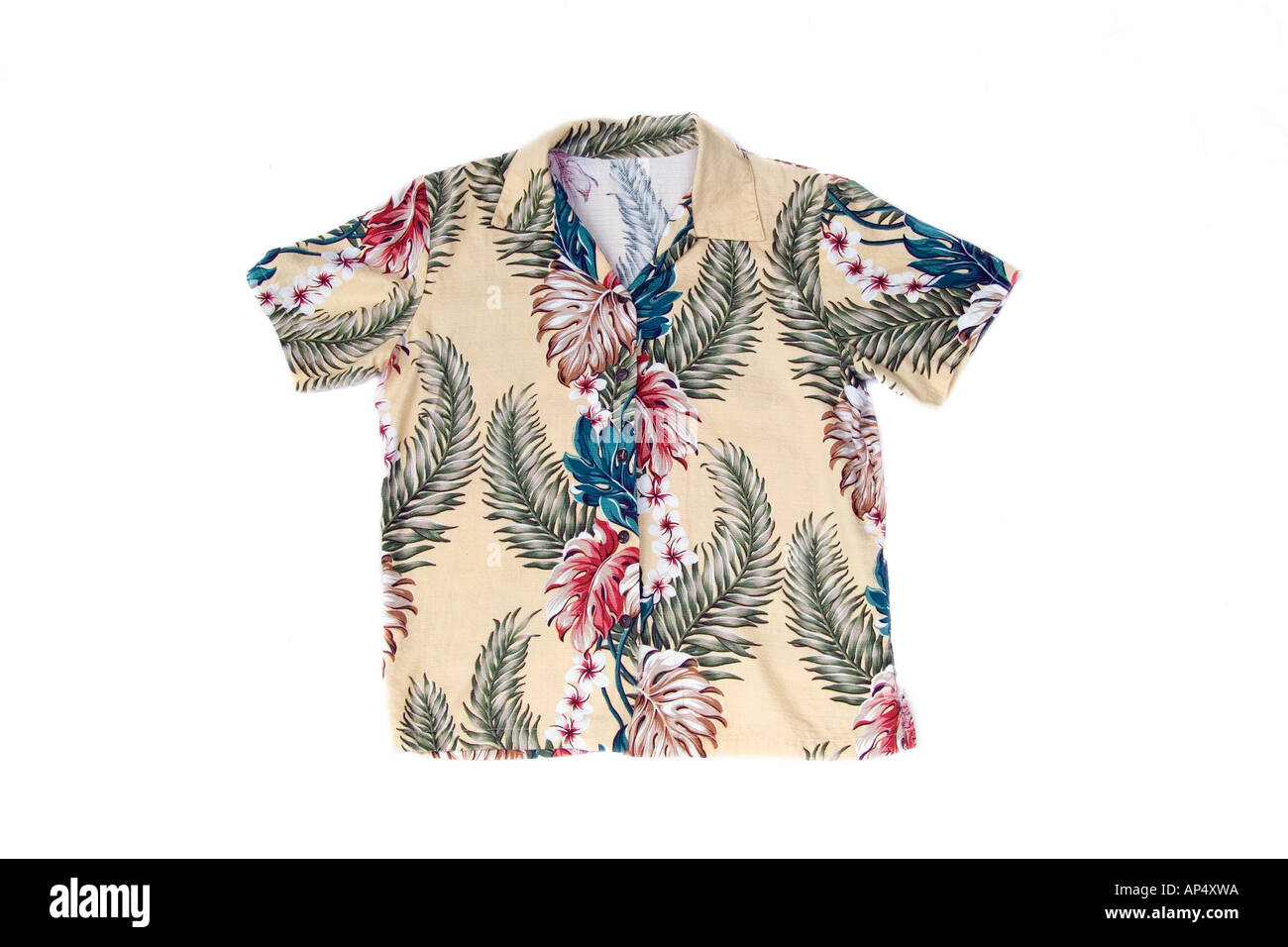 Un aloha hawaiano camisa sobre un fondo blanco, Hawai. Foto de stock