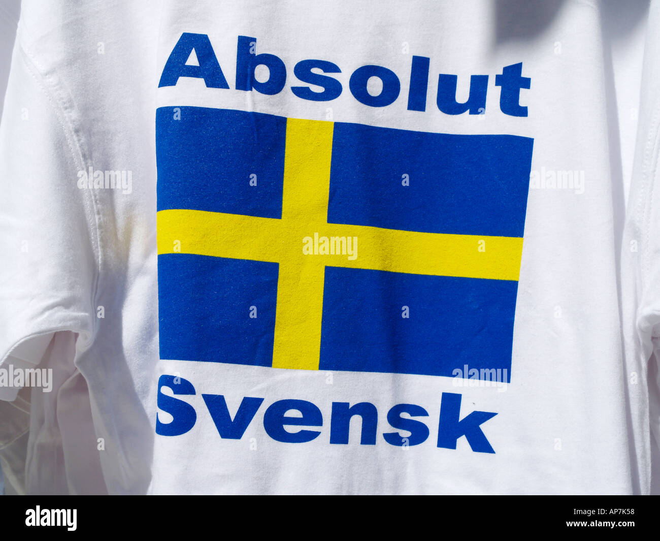 Estocolmo, t-shirt Absolut Svensk, absolutamente sueco Foto de stock