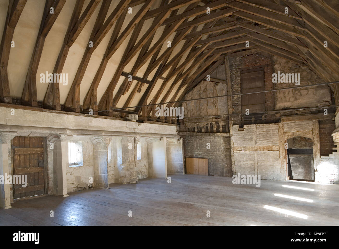 Los monjes scriptorium con un techo de vigas de tijera en Blackfriars Priory, Gloucester Reino Unido Foto de stock