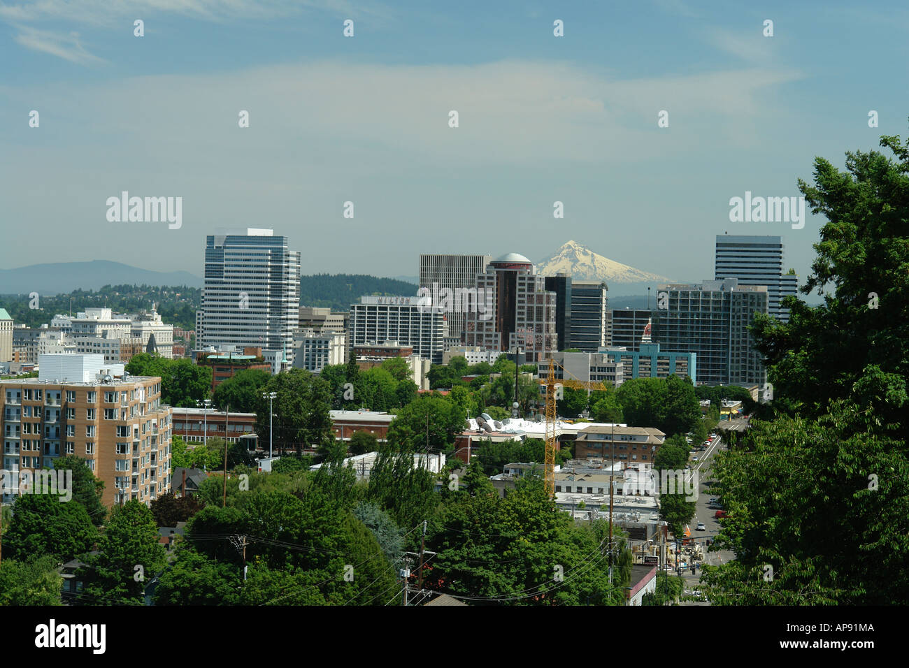 AJD52036, Portland, OR, Oregon, en el centro de la ciudad, Vista aérea desde Washington Park Foto de stock