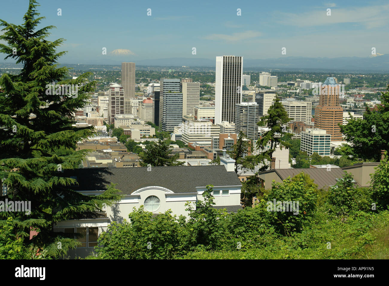 AJD52040, Portland, OR, Oregon, en el centro de la ciudad, Vista aérea desde Washington Park Foto de stock