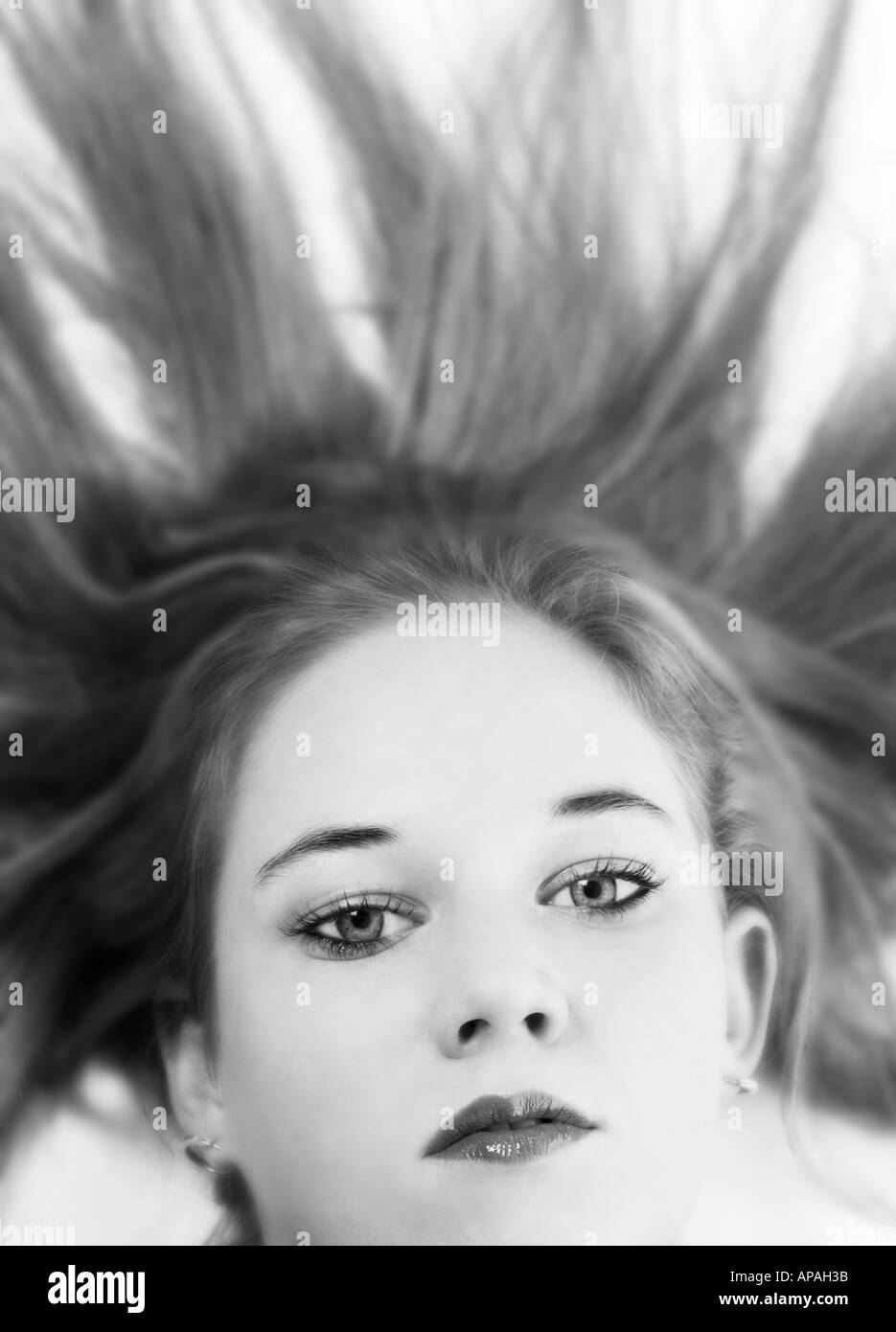 Primer plano de una muchacha adolescente con cabello Caucásico Repartidos USA Foto de stock