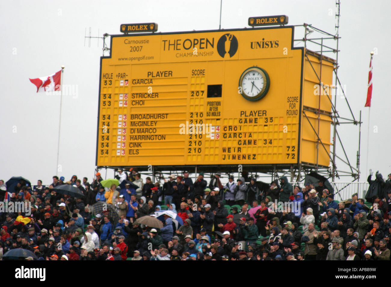 Campeonato abierto de golf scoreboard Foto de stock