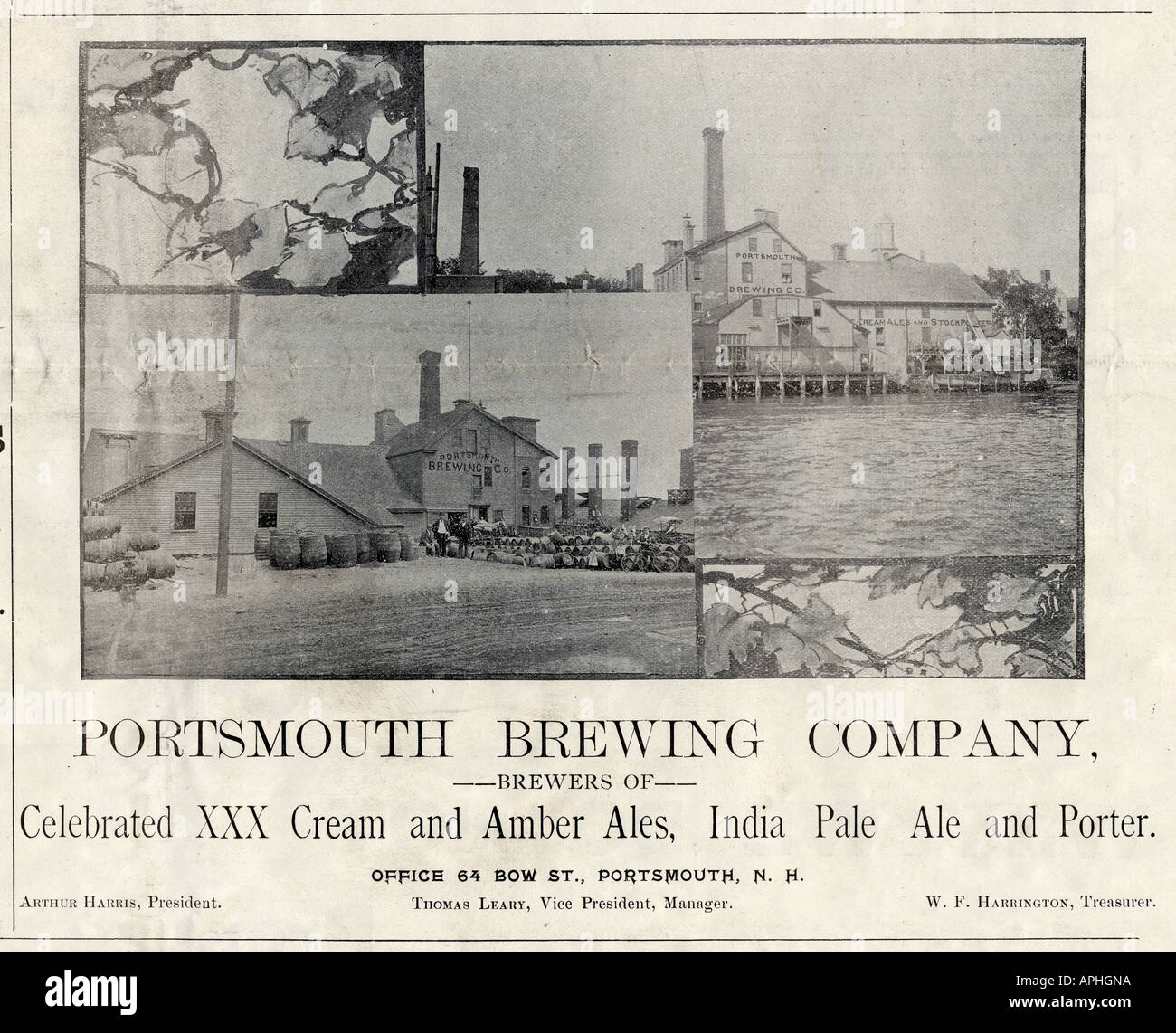 1895 Anuncio para el Portsmouth Brewing Company, Portsmouth, New Hampshire, Estados Unidos. Foto de stock