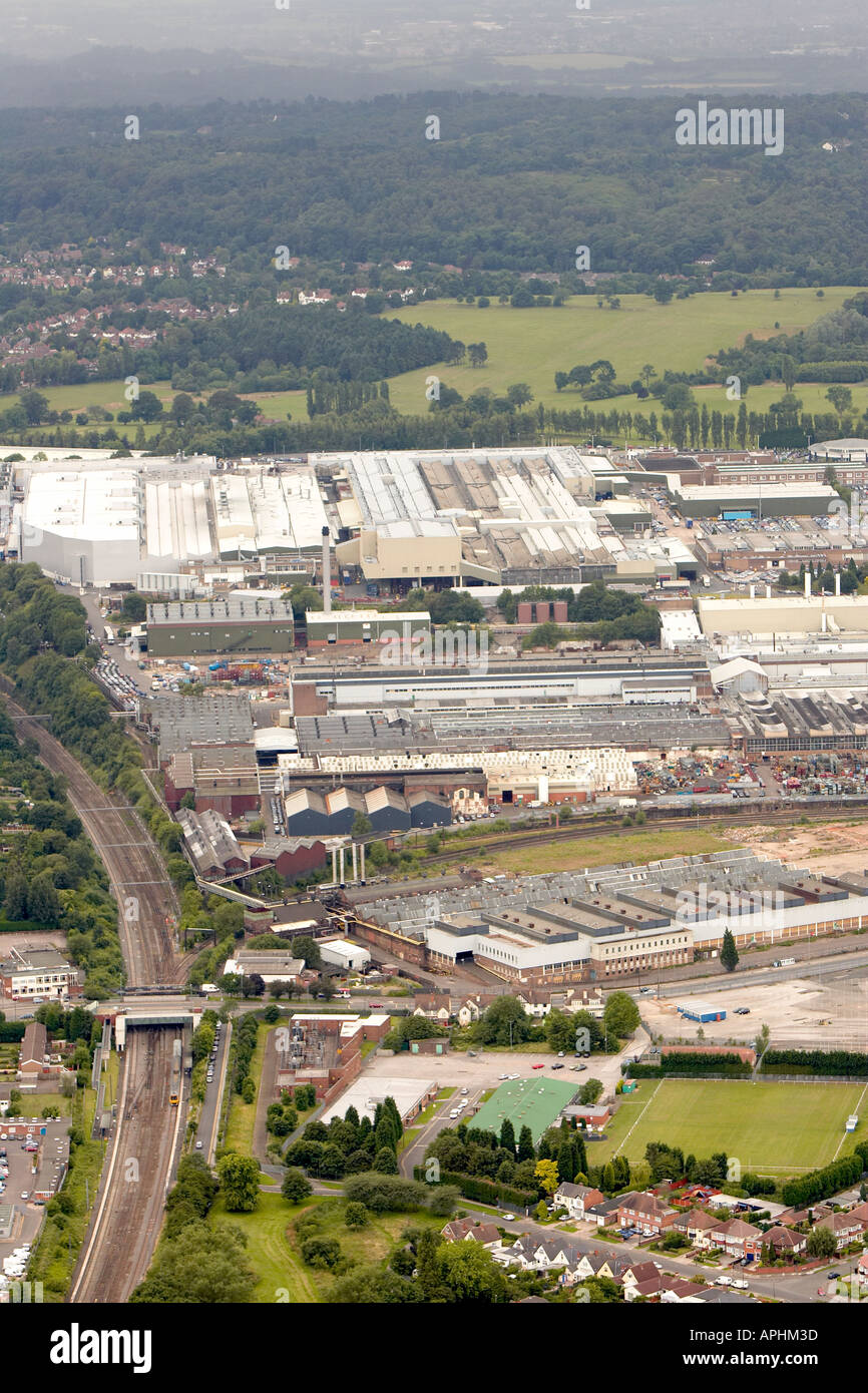 Vista aérea de la fábrica de automóviles de MG Rover Longbridge, Birmingham, Reino Unido Foto de stock