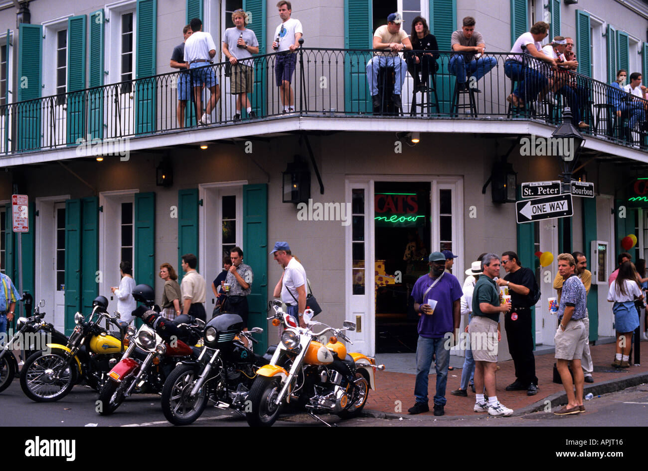 Nueva Orleans Bourbon Street Motos Música barra de Cajun. Foto de stock