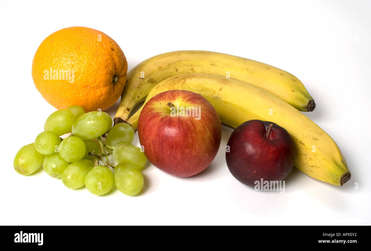 Cinco tipos de frutas Fotografía de stock - Alamy