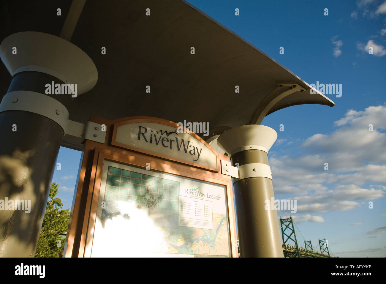 Bettendorf IOWA Riverway quiosco en park mapa información educativa y