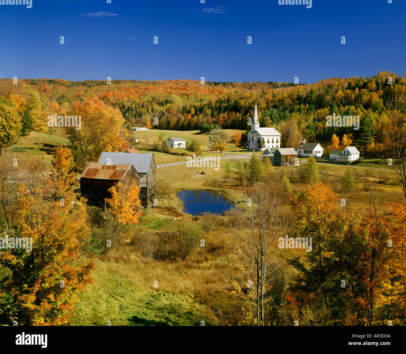 Aldea de Roxbury Vermont de Nueva Inglaterra EE.UU. Foto de stock