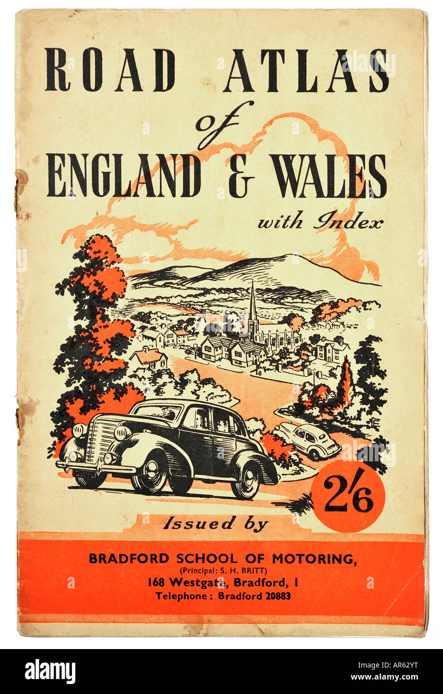 Old Vintage 1950 Atlas de Carreteras de Inglaterra y Gales para uso editorial sólo Foto de stock