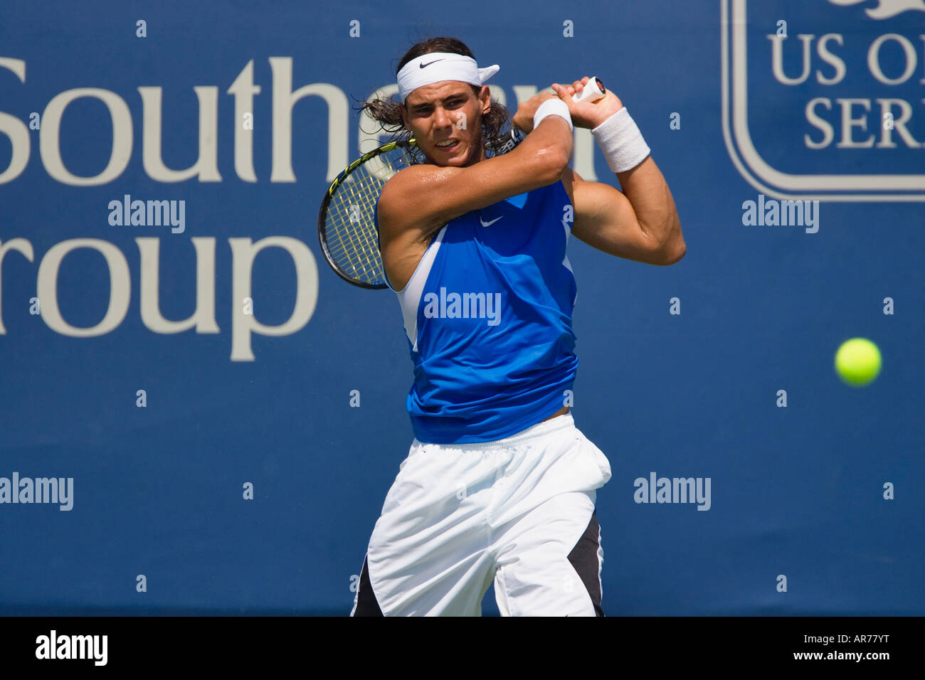 Rafael Nadal uno de los jugadores de tenis ATP superior en acción en el ATP de Cincinnati en preparación para el US Open. Foto de stock