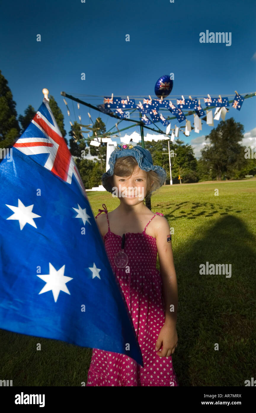 Muchacha con bandera australiana Foto de stock