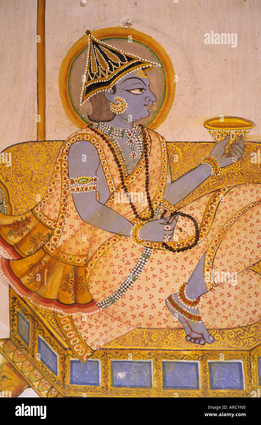 La Pintura De La Pared De Dios Indio De Rajastan India Mehrangarh