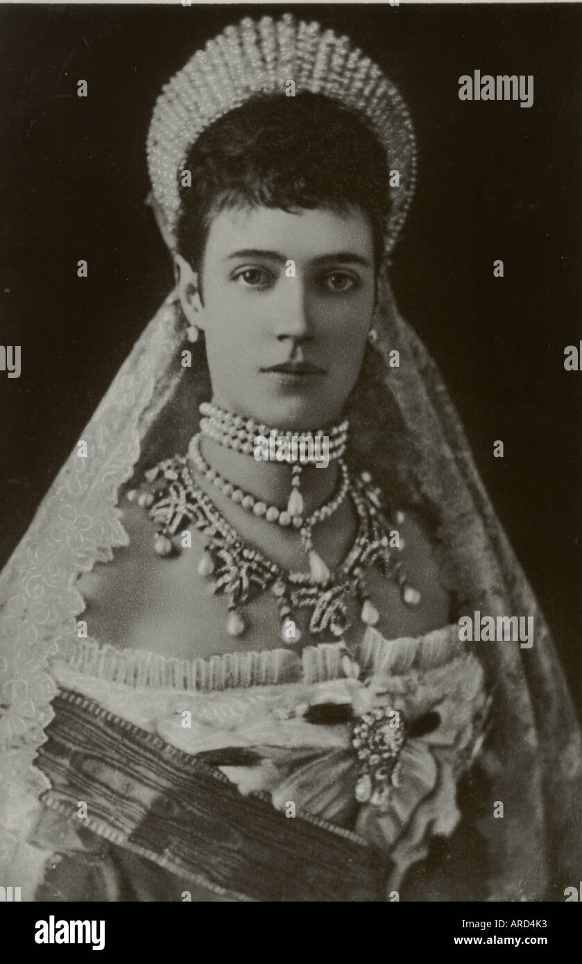 Postales fotográficas de la Emperatriz de Rusia, la Princesa Dagmar de Dinamarca, esposa del zar Alejandro III, circa 1905 Foto de stock