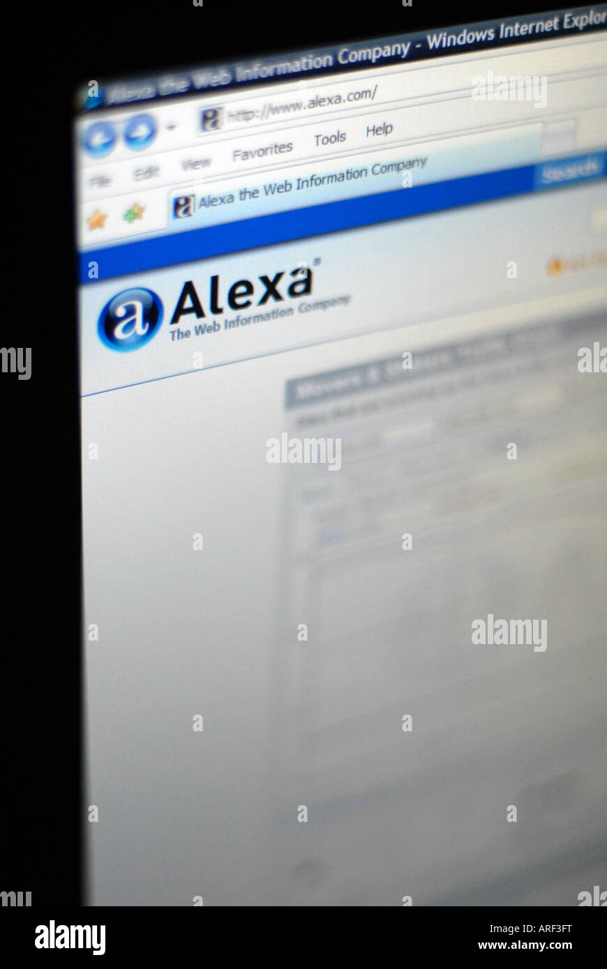 El sitio Alexa.com estadísticas web, clasifica a todos los sitios web en  todo el mundo por hits Fotografía de stock - Alamy