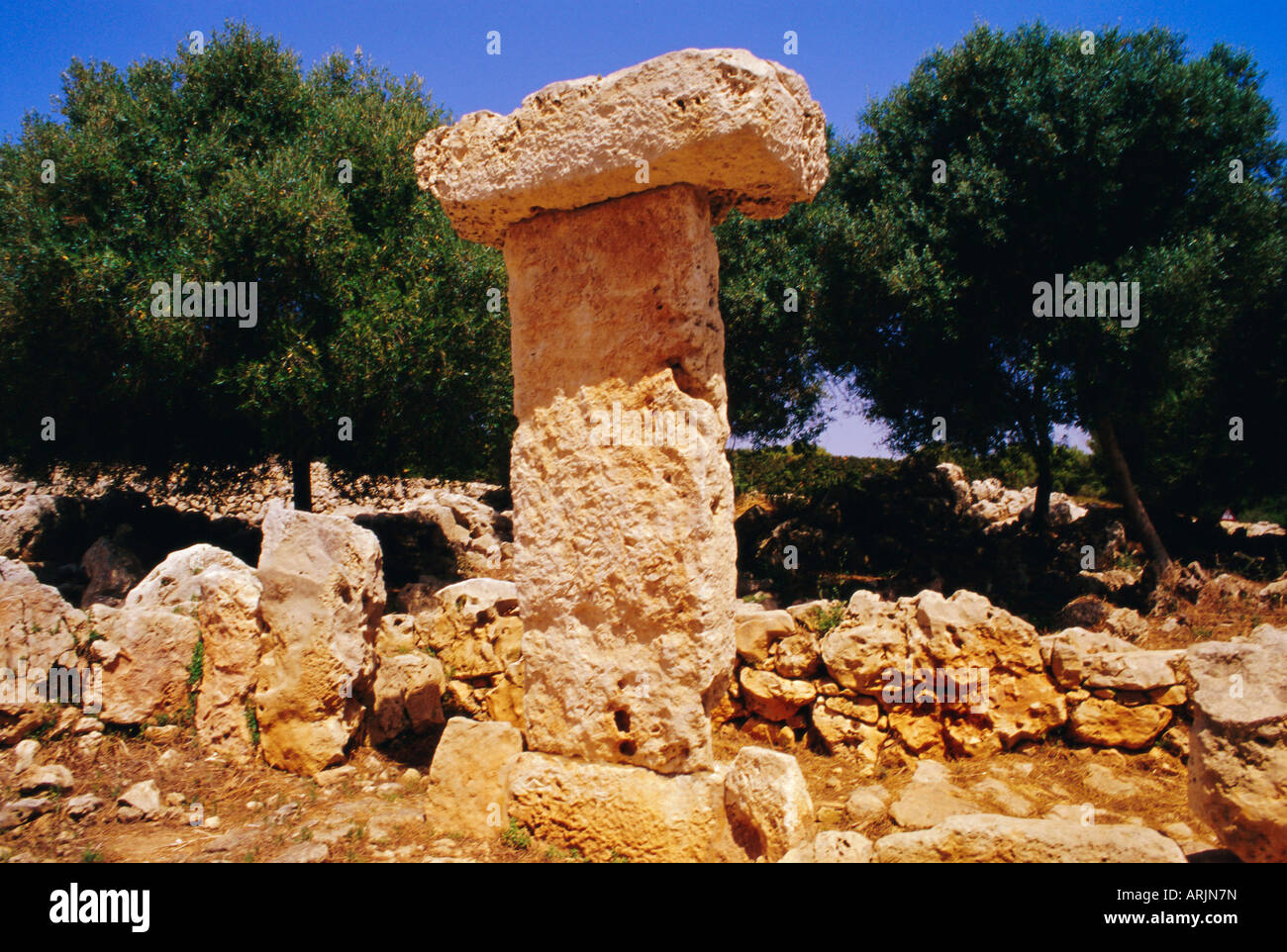 Taula de Binisafuet menorquina, el neolítico, la cultura talayótica,  Menorca, Islas Baleares, España, Europa Fotografía de stock - Alamy