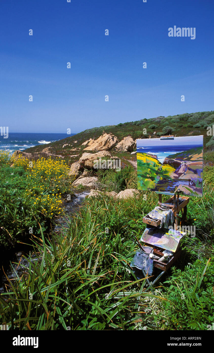 California, Estados Unidos, Carmel, el paisaje costero pintura Foto de stock