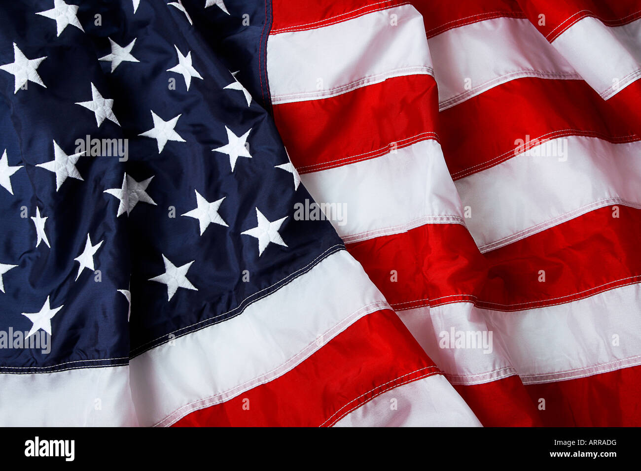 Antecedentes de la bandera americana disparó y encendido en studio Foto de stock