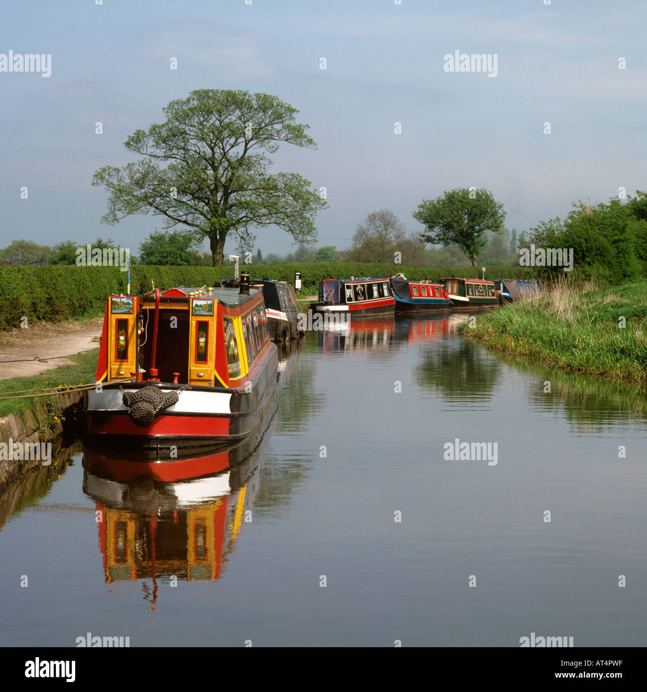 UK Cheshire narrowboats en Macclesfield Canal en Bosley bloqueos Foto de stock