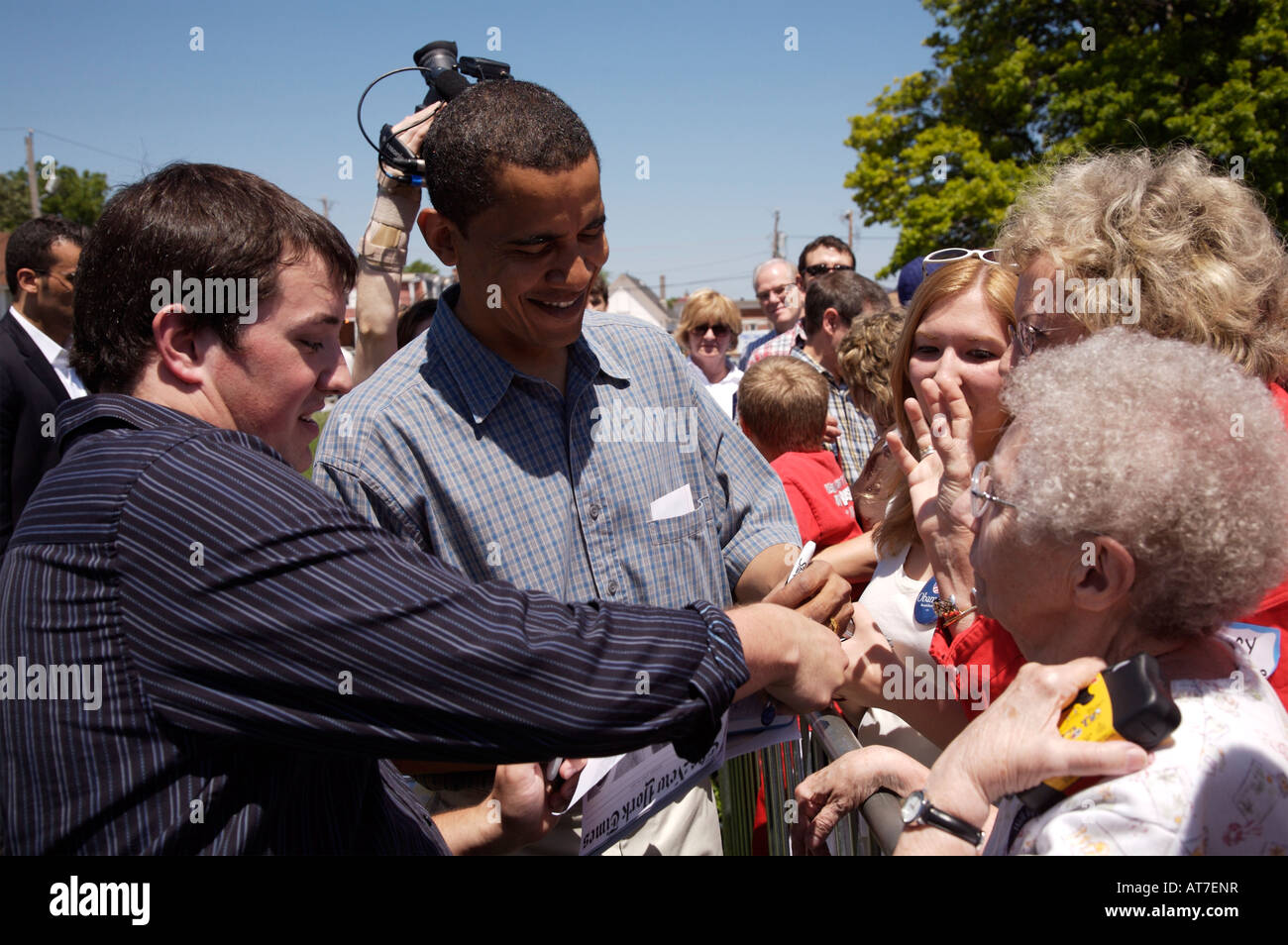 La campaña de Barack Obama en Dubuque Iowa el 9 de junio de 2007 Foto de stock