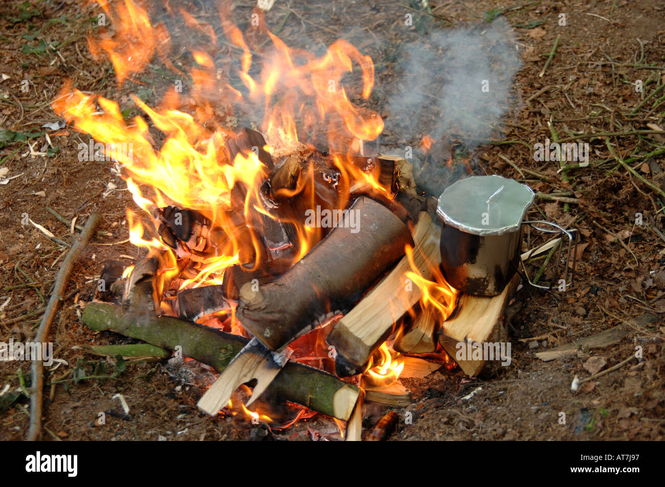 Fuego de campamento cocinar Foto de stock