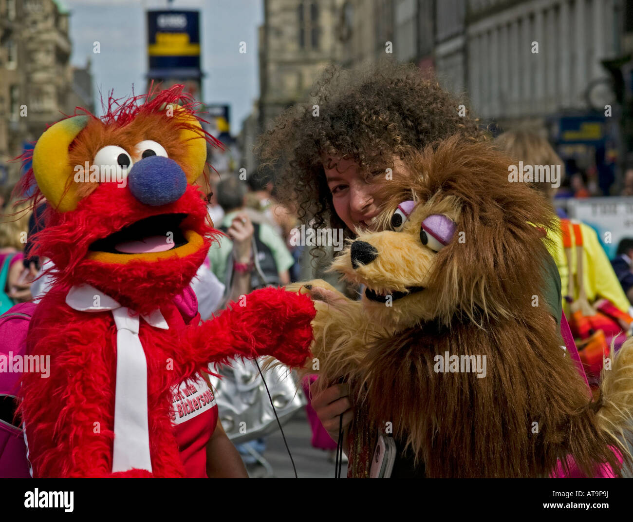 Dos títeres, el Festival Fringe de Edimburgo, Escocia, Reino Unido, Europa Foto de stock