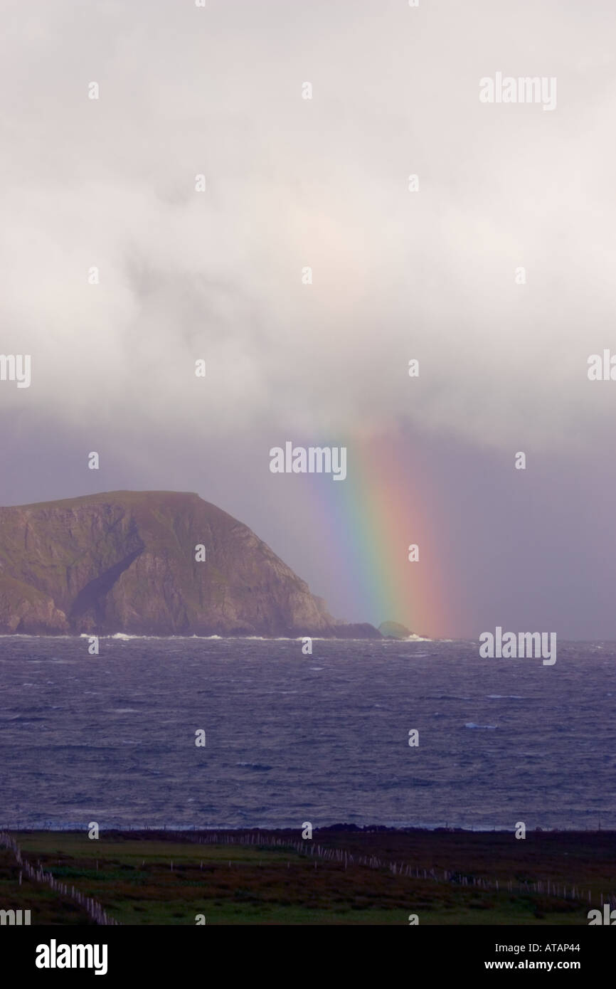 Rainbow, Achill, Irland Foto de stock