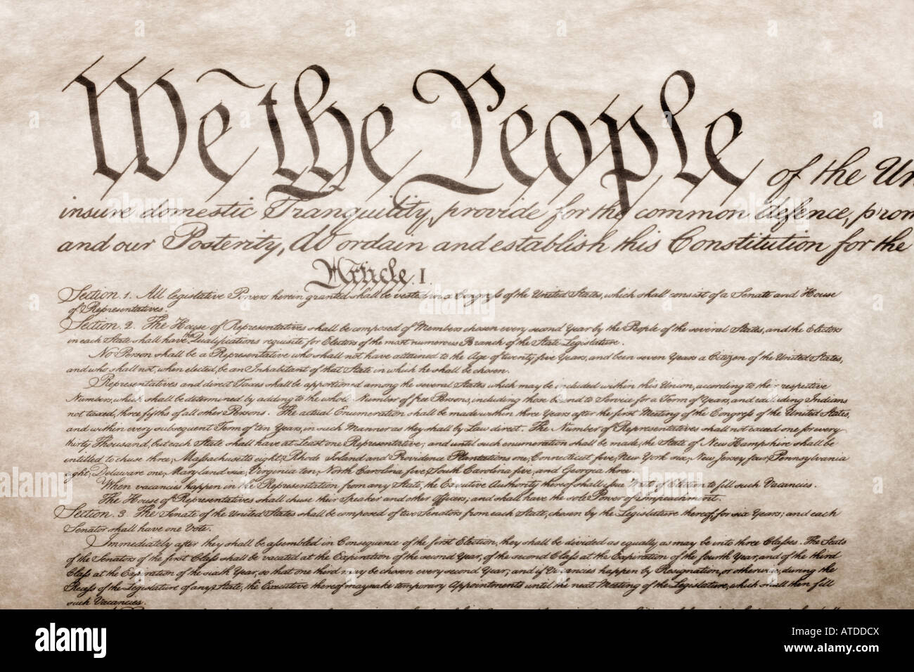 Nosotros, el pueblo de la Constitución estadounidense, el documento Foto de stock