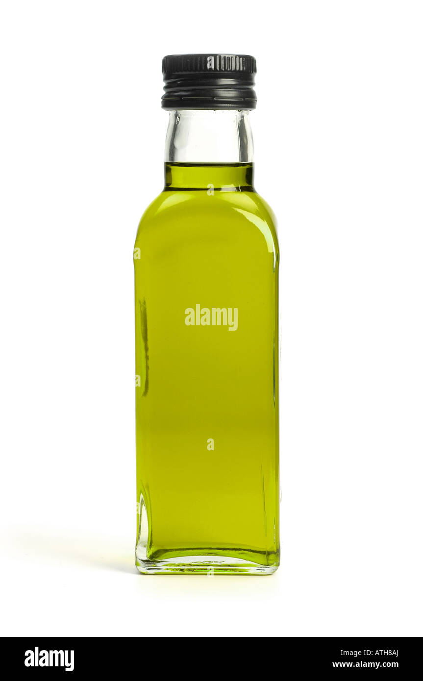 Botella de aceite de oliva virgen extra Foto de stock