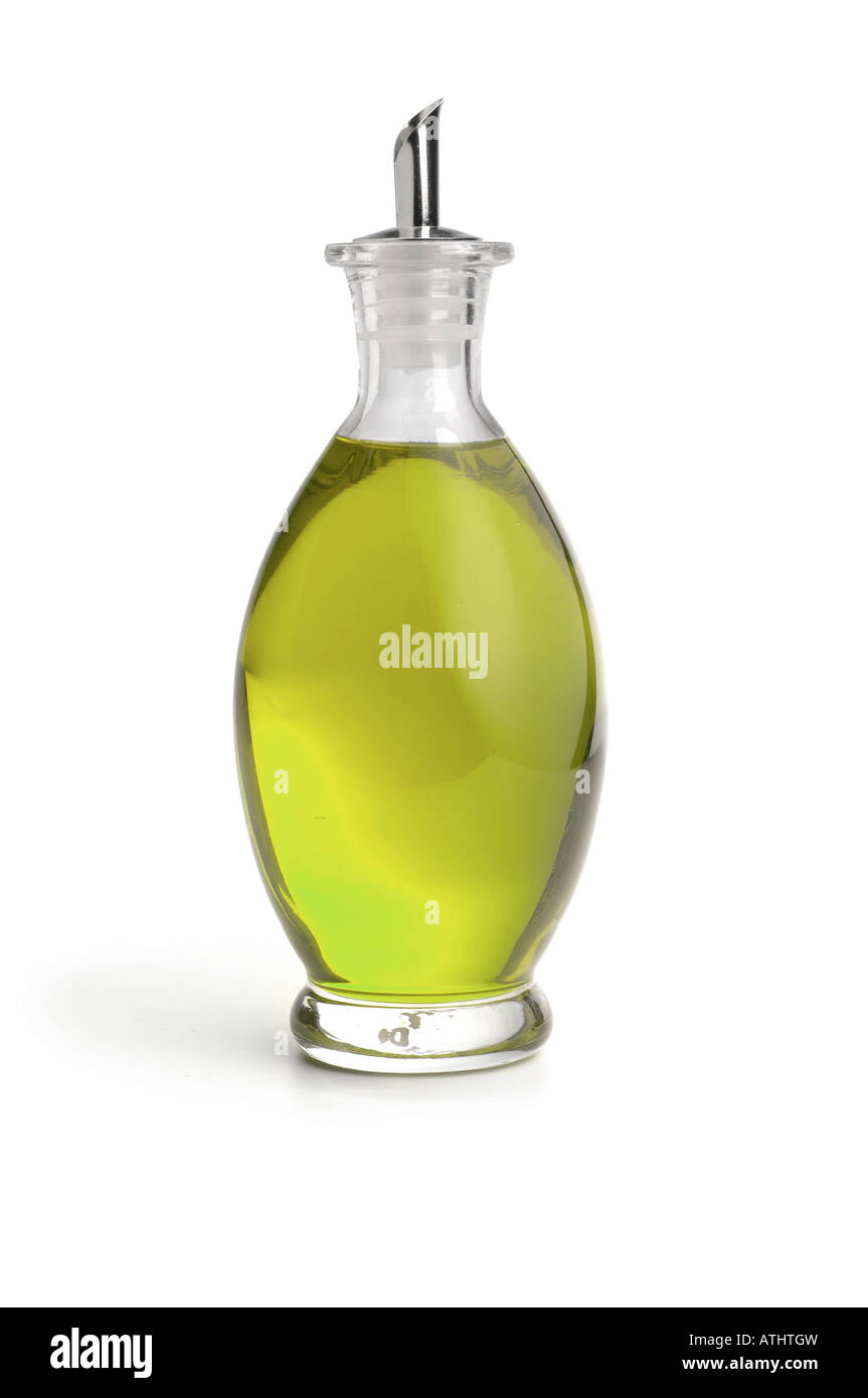 Botella de aceite de oliva virgen extra Foto de stock