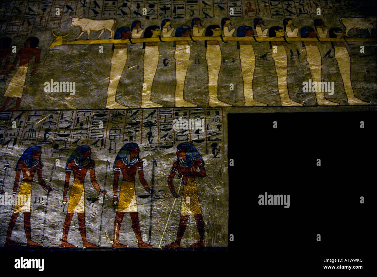 Pinturas murales interiores tumba Valle de los Reyes, Luxor, Egipto, Norte de África Foto de stock