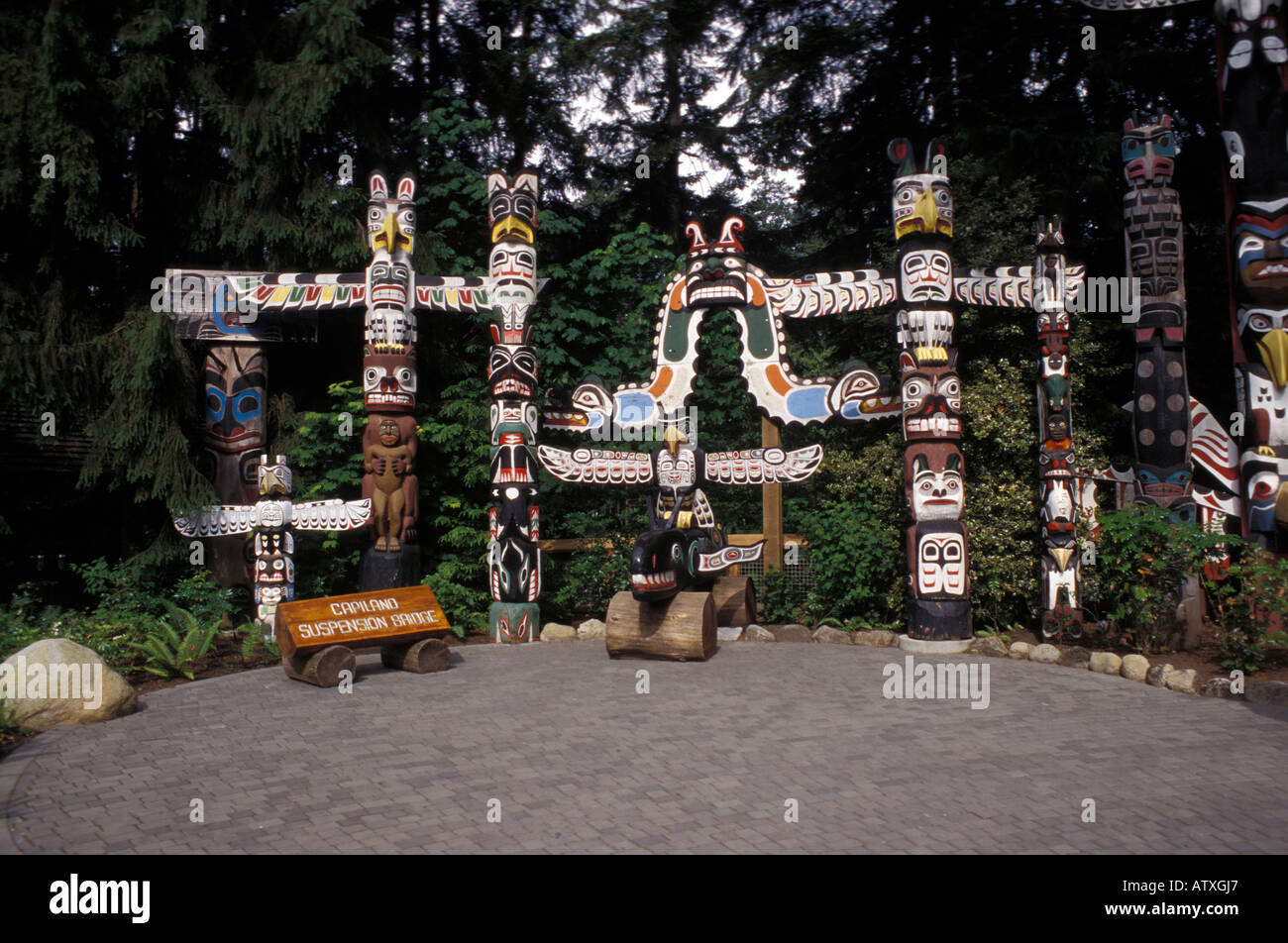 American Indian esculturas Capilano Canadá América del Norte Foto de stock